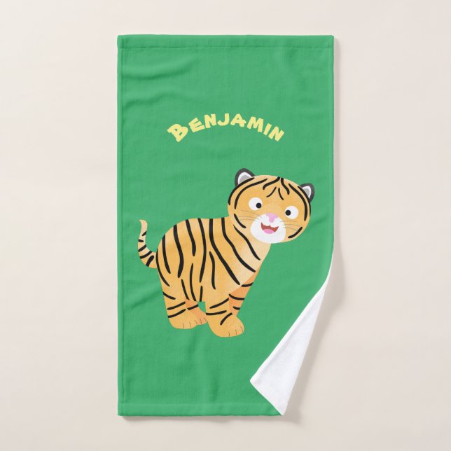 Caricature de petit tigre joyeux (Serviette à main)