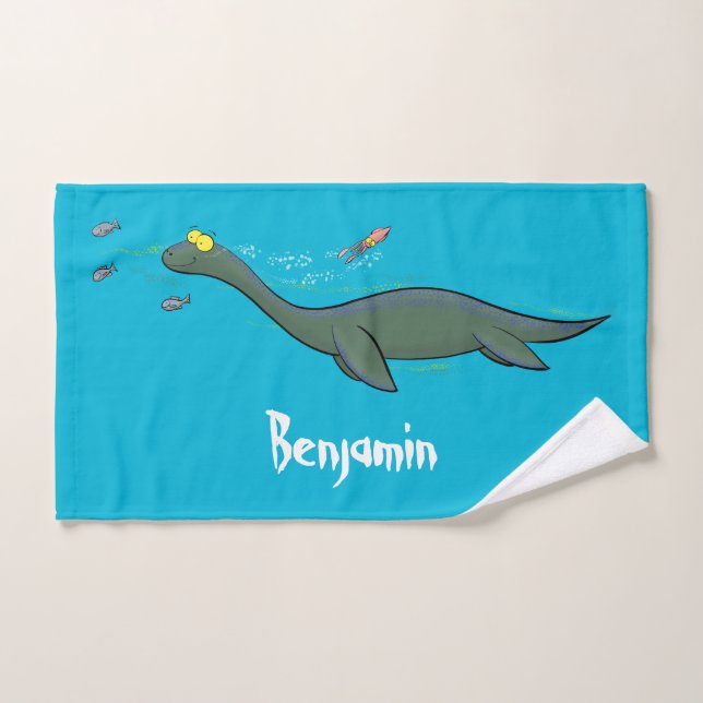 Caricature de plesiosaure, monstre marin mignon et (Serviette à main)