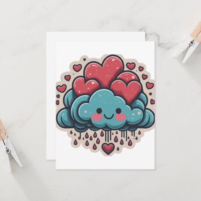 Caricature de pluie cardiaque (Devant/Arrière en situation)