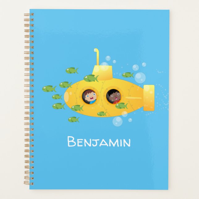 Caricature de poisson sous-marin jaune mignon (Devant)