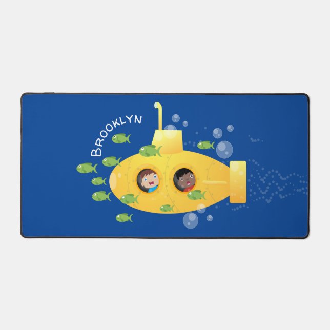 Caricature de poisson sous-marin jaune mignon (Recto)