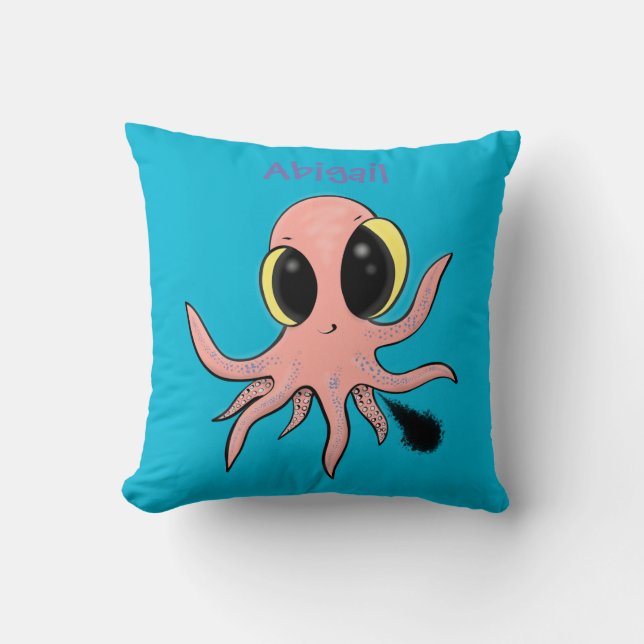 Caricature de poulpe adorable coussin design (Recto)