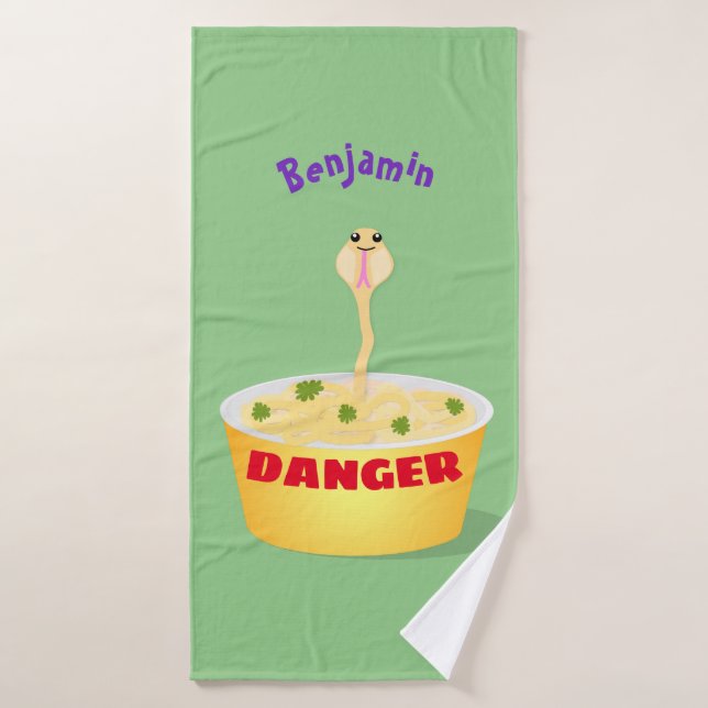 Caricature de serpent aux nouilles mignonnes illus (Serviette de bain)