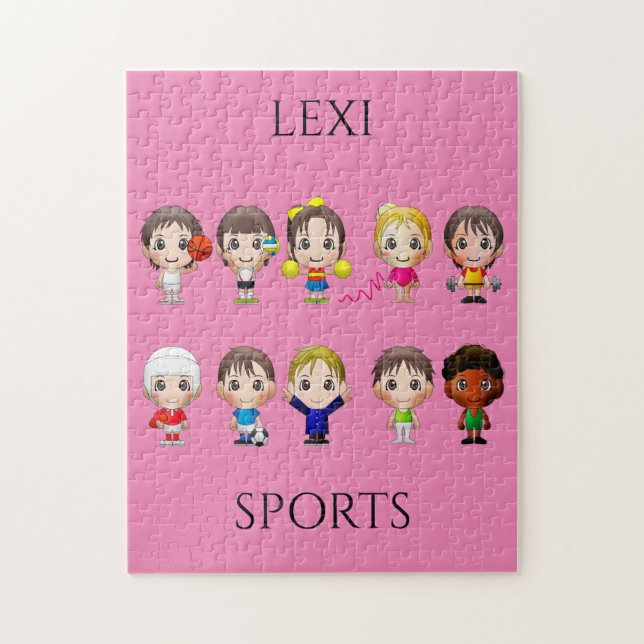 Caricature de sport personnages puzzle enfant. (Vertical)