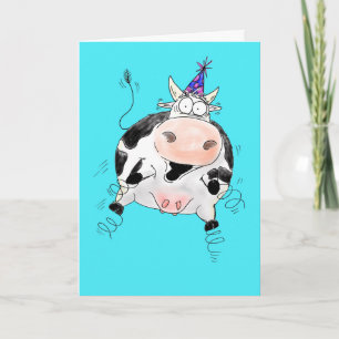 Caricature de vache Springy Bonne carte d'annivers