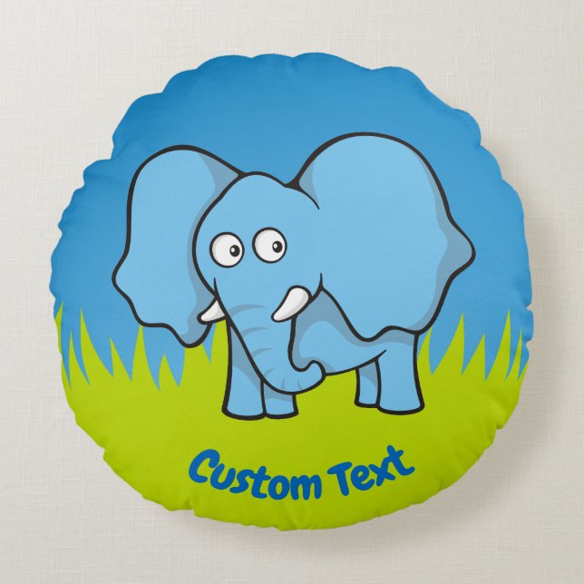 Caricature d'éléphant bleu autour du coussin (Devant)