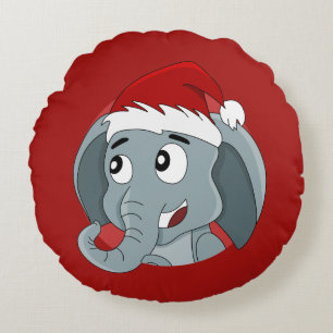 Caricature d'éléphant de Noël autour du coussin