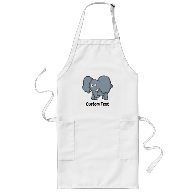 Caricature d'éléphant gris sur un long tablier (Devant)