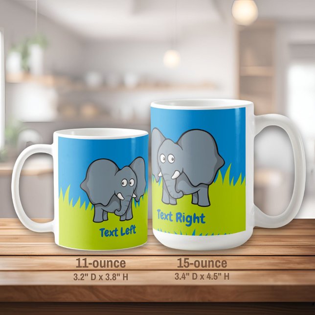 Caricature d'éléphant gris sur une tasse à café (Créateur téléchargé)