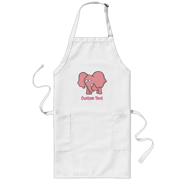Caricature d'éléphant rose long tablier (Devant)