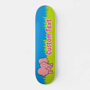 Caricature d'éléphant rose skateboard