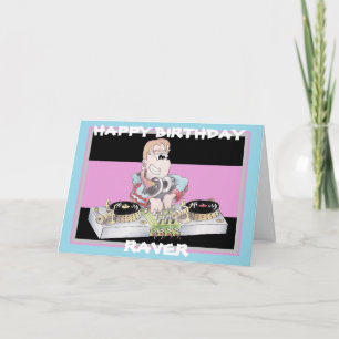 Caricature DJ de GIRL carte d'anniversaire