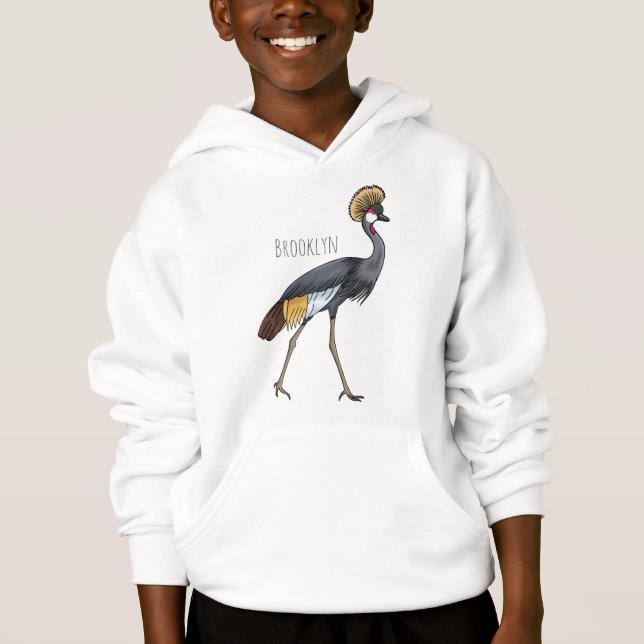 Caricature d'oiseau de grue couronné gris (Devant)