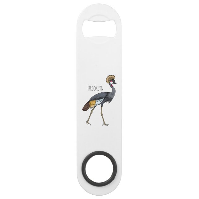 Caricature d'oiseau de grue couronné gris (Devant)