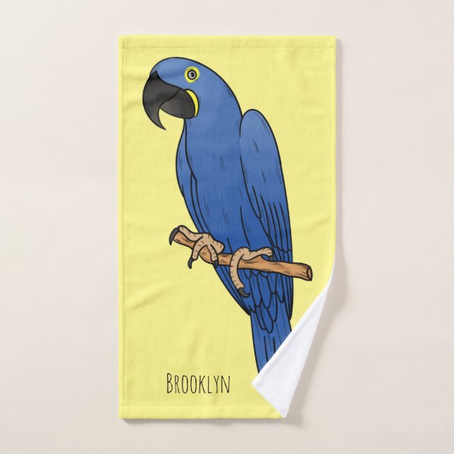 Caricature d'oiseau macaw Hyacinth (Serviette à main)