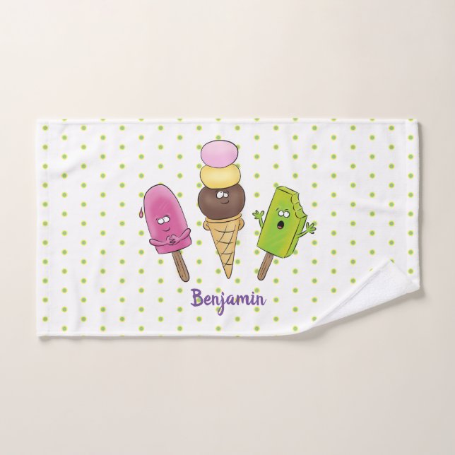 Caricature drôles de glace popsicle dessin animé t (Serviette à main)