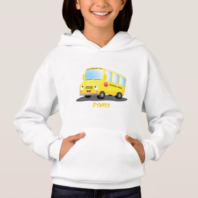 Caricature du bus scolaire jaune joyeux (Devant)