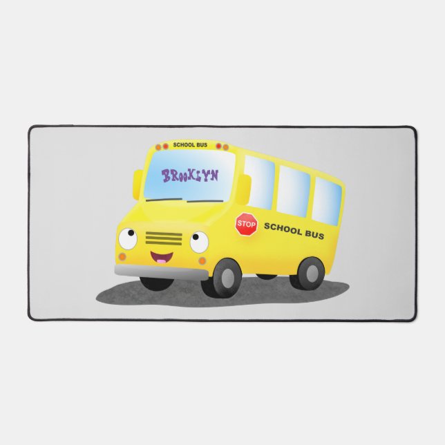 Caricature du bus scolaire jaune joyeux (Recto)