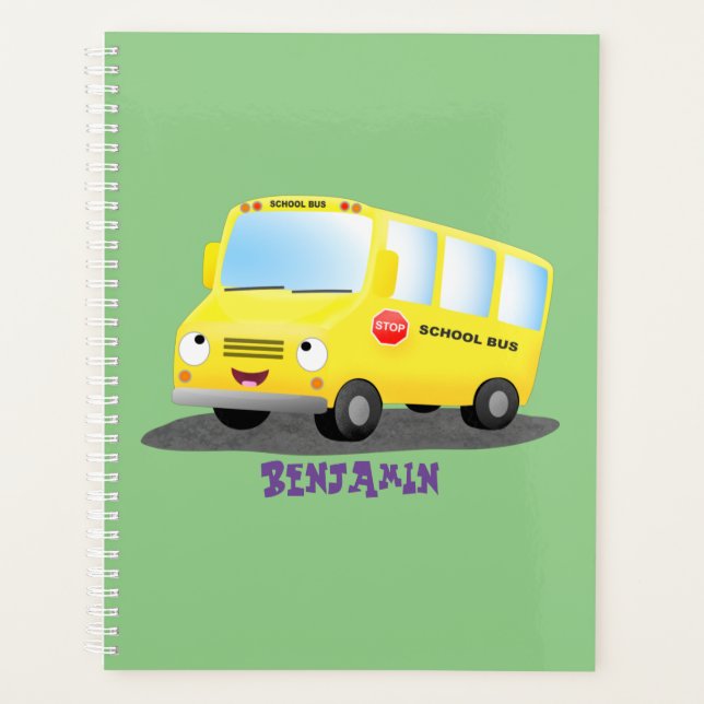Caricature du bus scolaire jaune joyeux (Devant)