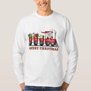 Caricature du train de Noël T-shirt de vacances