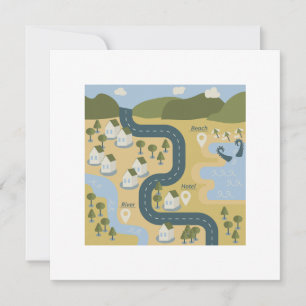 Caricature élégante paysage carte de voyage