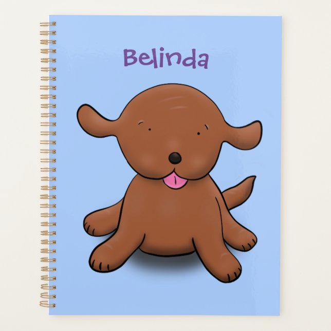Caricature en bleu pour chien de chiot joyeux (Devant)