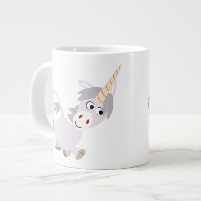 Caricature Facétitive mignonne Unicorn Jumbo Mug (Devant gauche)