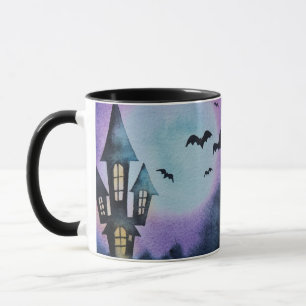 Caricature Haunted House Pleine lune Halloween Mug