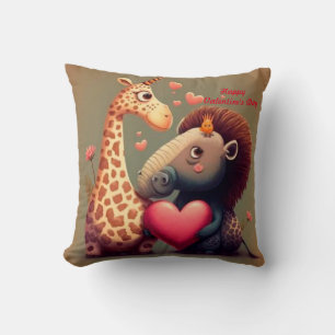Caricature hippo de Saint Valentin oreiller à lanc