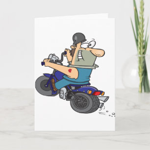 Caricature Homme sur une moto Cartes de voeux
