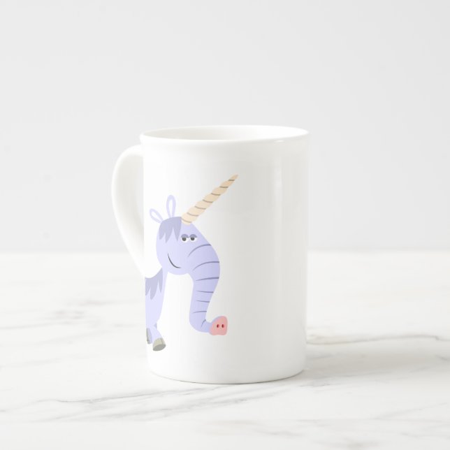 Caricature inhabituelle Unicorn Bone China Mug (Devant gauche)