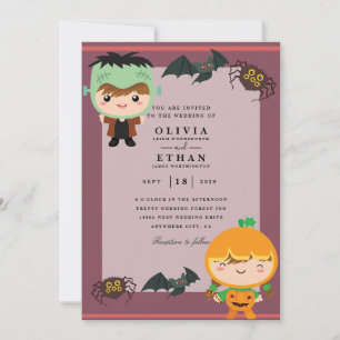 caricature invitation à un mariage d'halloween