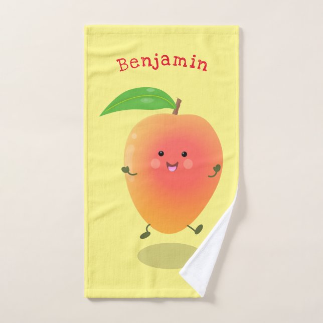 Caricature jaune mangue mignonne (Serviette à main)
