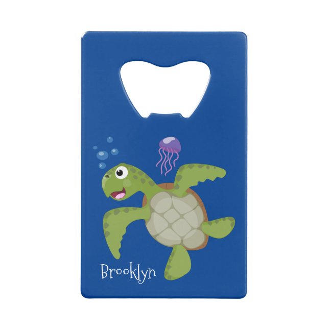 Caricature joyeuse de tortue de mer verte mignonne (Devant)