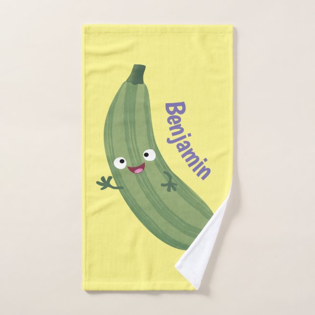 Caricature joyeux de courgettes mignonnes (Serviette à main)
