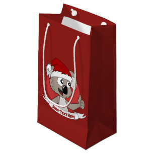 Caricature koala de Noël petit sac cadeau