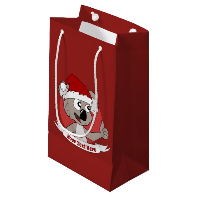 Caricature koala de Noël petit sac cadeau (Devant Angle)