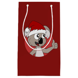 Caricature koala de Noël petit sac cadeau