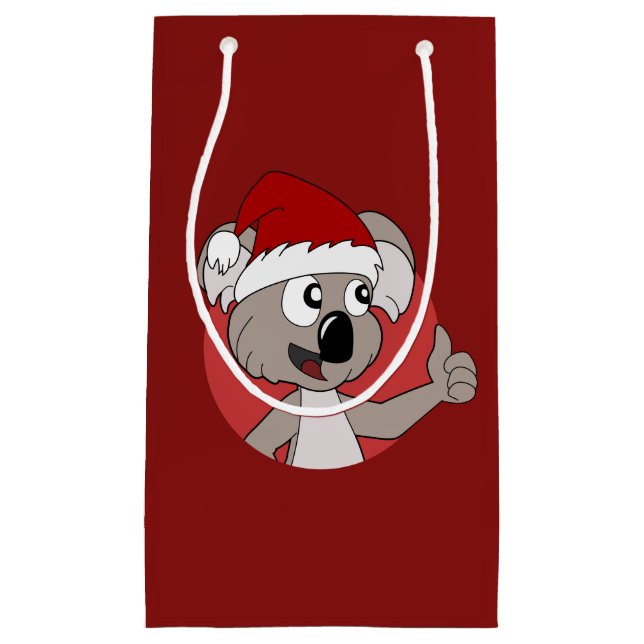 Caricature koala de Noël petit sac cadeau (Devant)