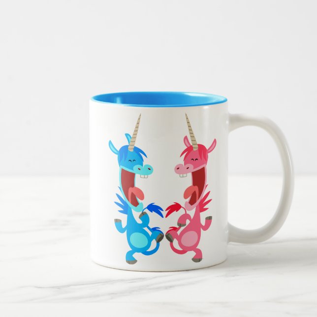 Caricature mignon Danser Unicorns Mug (Droit)