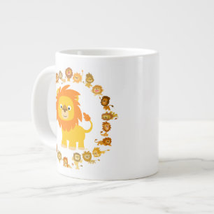Caricature mignon Lion Mandala Jumbo Mug