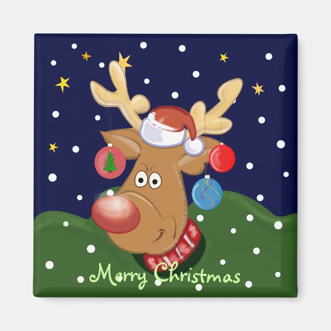 Caricature mignonne Aimant Ckristmas avec Rudolph (Devant)
