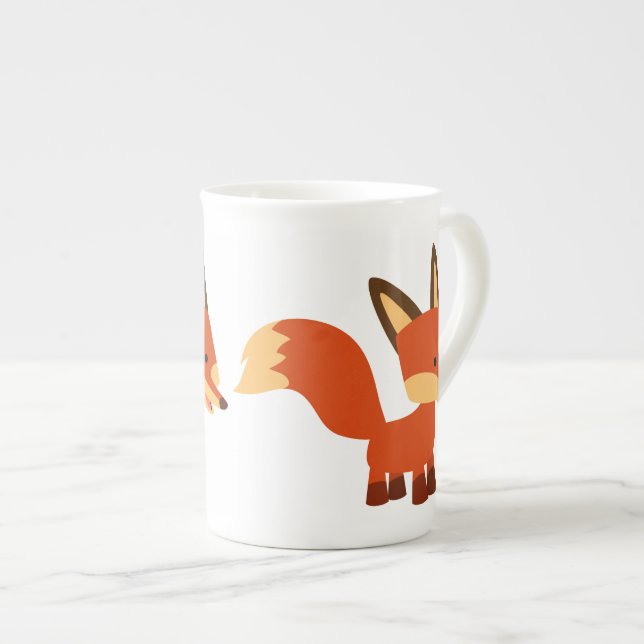 Caricature mignonne Astute Fox Bone China Mug (Devant droit)