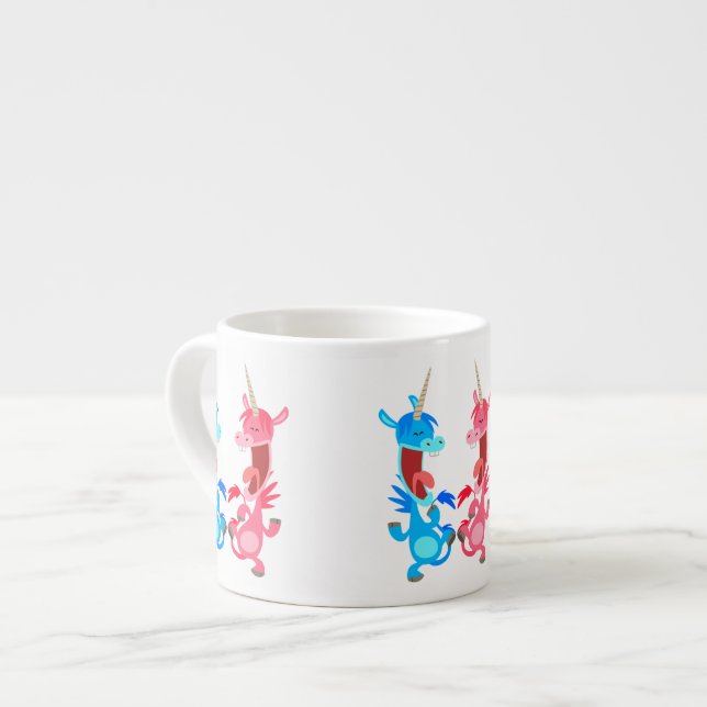 Caricature mignonne Dansons Unicornes Espresso Mug (Devant gauche)