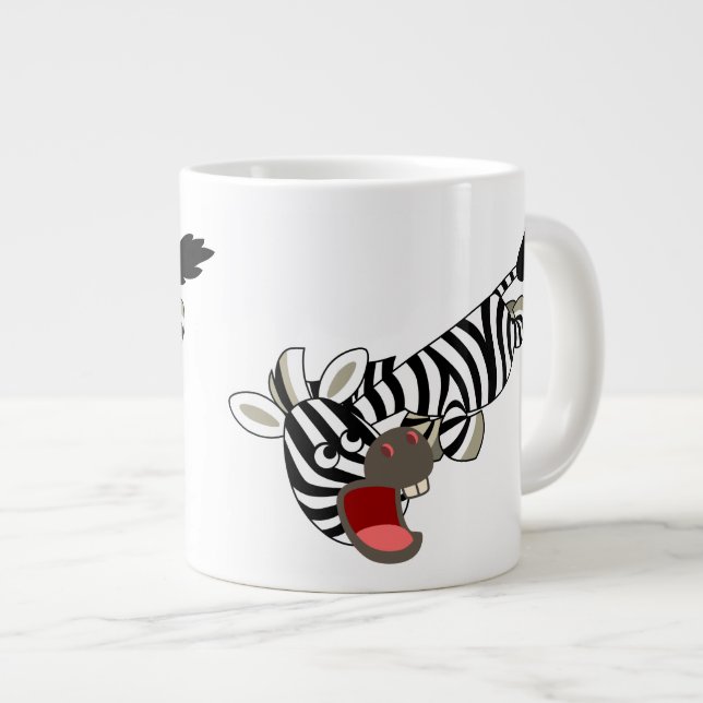 Caricature mignonne de Prankish Zebra Jumbo Mug (Devant droit)