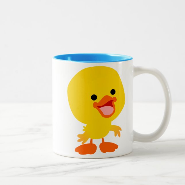 Caricature mignonne et souriante Canard Mug (Droit)