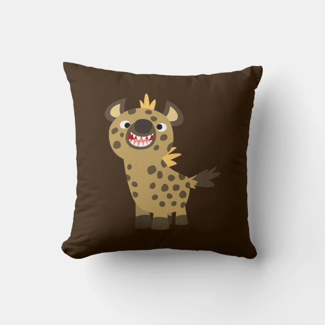 Caricature mignonne et souriante Hyena Coussin (Recto)