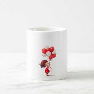 Caricature mignonne fille avec ballons de Mug