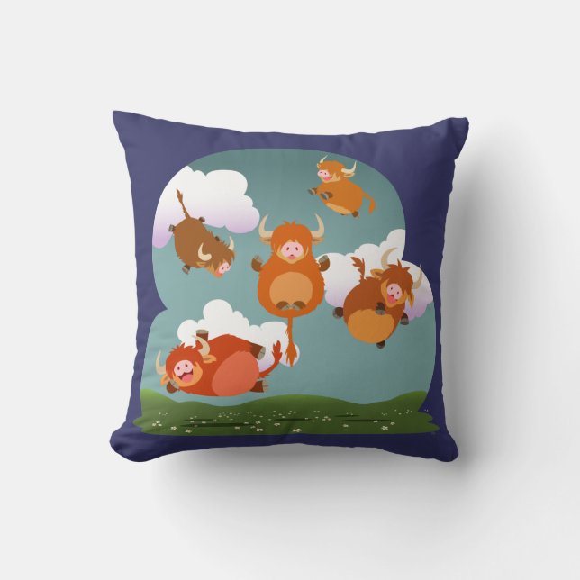 Caricature mignonne Levant Coussin des vaches des  (Recto)
