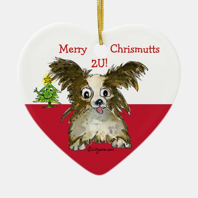 Caricature mignonne Ornement de coeur de chien coq (Devant)